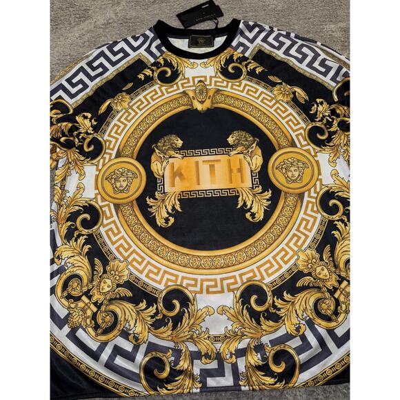 Kith x Versace Lion Tricot Crewneck Black Gold Logo Long Sleeve T-shirt Medium M - Picture 4 of 12